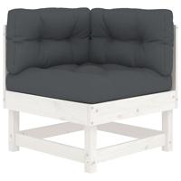 7-delige Loungeset met kussens massief hout wit - thumbnail