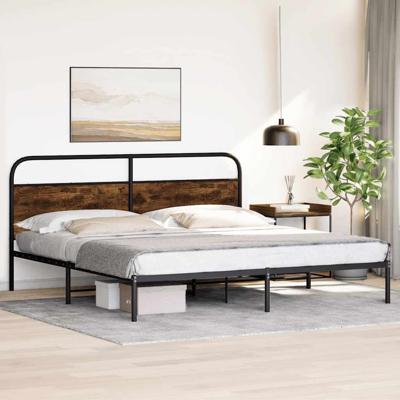 Bedframe zonder matras metaal gerookt eikenkleurig 193x203 cm