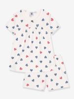Pyjama short kinderdruk met harten PETIT BATEAU wit - thumbnail