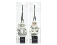 Kerst Piek glas figuur d8 en h8 cm wit/zilver Decoris - Decoris - thumbnail