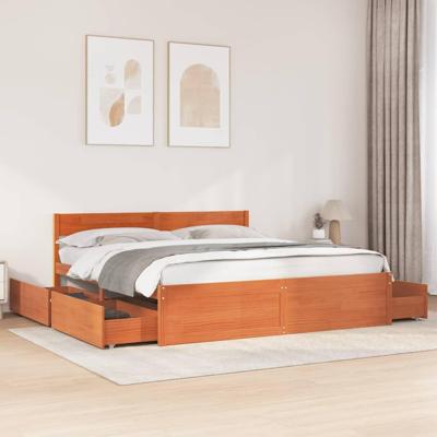 Bedframe zonder matras massief grenenhout wasbruin 180x200 cm Bedframe zonder matras massief grenenhout wasbruin 180x200 cm