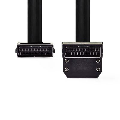 Nedis CVGP31045BK20 Scart Platte Kabel Scart Male - Scart Male 90° Gehoekt 2,0 M Zwart - thumbnail