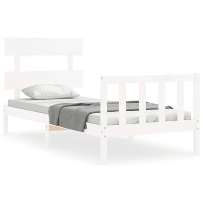 Bedframe met hoofdbord massief hout wit