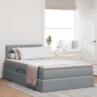 Opbergbed met LED met matras Lichtgrijs 120 x 190 cm Stof - thumbnail