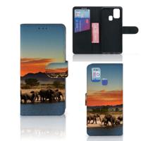 Samsung Galaxy M31 | Telefoonhoesje | Met pasjeshouder | Olifanten - thumbnail