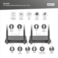 Digitus DS-55328 Draadloze HDMI-set 150 m 3840 x 2160 Pixel 4-voudige Multi Viewer, Digital Whiteboard-functie, Doorgeluste HDMI-uitgang, Met loop-functie, - thumbnail