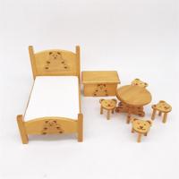 1:12 Mini Doll House Pocket kinderen slaapkamer kleine beer bed set (bruin) - thumbnail