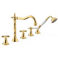 Badrandkraan Tres Clasic Mengkraan Incl. Omstelknop en Handdouche Goud - thumbnail