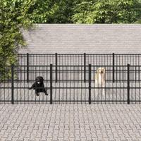 vidaXL Hondenkennel voor buiten 22,58 m² staal, kennel, hondenhuis, hondenren, hondenhok, hondenverblijf, puppyverblijf, kennels, hondenhokken - thumbnail