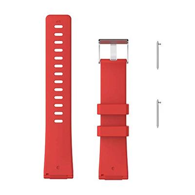 By Qubix - Compatible met Fitbit Versa 1/2 & Lite rubberen sport bandje - Rood - Compatible fitbit bandje