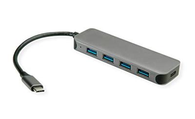 VALUE USB 3.2 Gen 1 hub, 4-poorts, type C aansluitkabel, met 1 PD poort