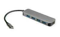 VALUE USB 3.2 Gen 1 hub, 4-poorts, type C aansluitkabel, met 1 PD poort - thumbnail