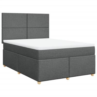 Boxspring met matras stof donkergrijs 140x190 cm