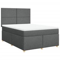 Boxspring met matras stof donkergrijs 140x190 cm - thumbnail
