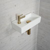 Fonteinset Mat Wit Wiesbaden Color Messing Goud (kraangat links) - thumbnail