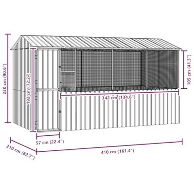 Vogelkooi Antraciet 410 x 210 x 230 cm Gegalvaniseerd staal