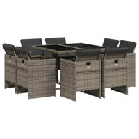 9-delige Tuinset met kussens poly rattan grijs - thumbnail