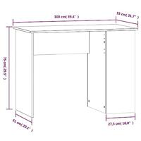 Bureau 100x55x75 cm bewerkt hout bruin eikenkleur - thumbnail