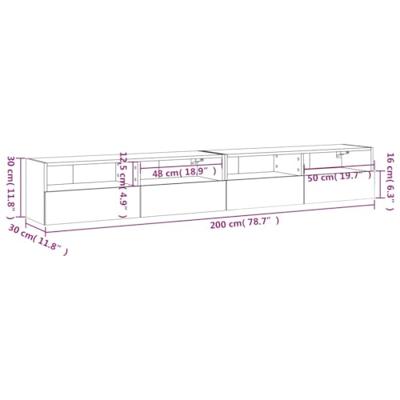 Tv-wandmeubels 2 st 100x30x30 cm bewerkt hout gerookt eiken
