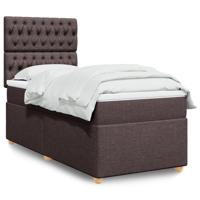 Boxspring met matras stof donkerbruin 100x200 cm - thumbnail