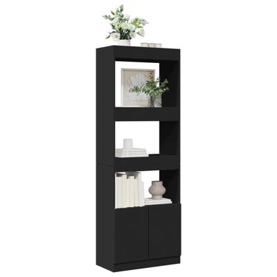 Hoge kast 92x33x180 cm bewerkt hout zwart - thumbnail