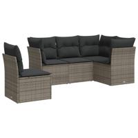 6-delige Loungeset met kussens poly rattan grijs - thumbnail