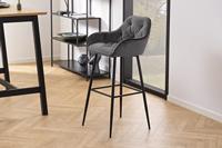 Bendt Barkruk 'Loren' Velvet, kleur Dark Grey (zithoogte 79cm) - thumbnail