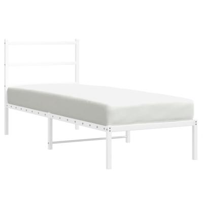 Bedframe met hoofdbord metaal wit 100x200 cm