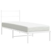 Bedframe met hoofdbord metaal wit 100x200 cm - thumbnail