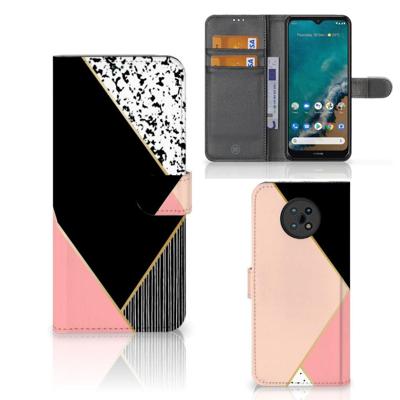Nokia G50 | Book Case | Zwart Roze Vormen Nokia G50 | Book Case | Zwart Roze Vormen