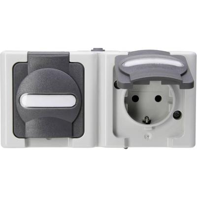 Kopp 131256002 BlueElectric Compleet Wandcontactdoos met randaarde en klapdeksel spatwaterdicht Grijs 2-voudig 1 stuk(s) Kopp 131256002 BlueElectric Compleet Wandcontactdoos met randaarde en klapdeksel spatwaterdicht Grijs 2-voudig 1 stuk(s)