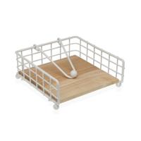 Servethouder Versa Wit Hout Staal Ijzer Rubberwood 19,5 x 7 x 19,5 cm - thumbnail