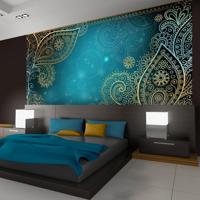 Zelfklevend fotobehang - Turquoise Orient , Bladeren , Premium Print - thumbnail