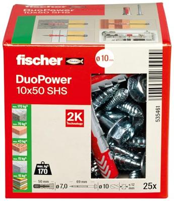 Fischer 535461 DUOPOWER 10x50 S LD 2-componenten plug 50 mm 10 mm 25 stuk(s) - thumbnail
