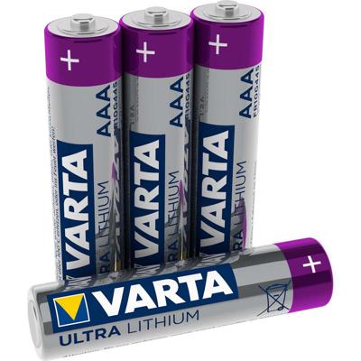 Varta Lithium Batterij AAA | 1.5 V DC | 1100 mAh | 4 stuks | Grijs / Zilver | 1 stuks - VARTA-6103/4B VARTA-6103/4B