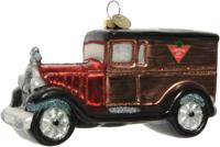 Ornament glas auto l5,4b13h8 cm zwart/rood Decoris - Decoris - thumbnail