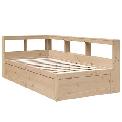 Bed met boekenkast zonder matras massief grenenhout 75x190 cm