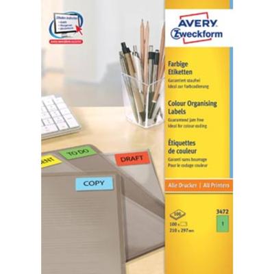 Etiket avery 3472 210x297mm a4 groen 100st Etiket avery 3472 210x297mm a4 groen 100st