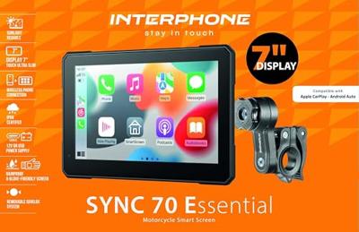 INTERPHONE infotainmentsysteem "sync70 essential smart display". ridesync e car play, android auto 7"