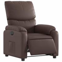 Fauteuil verstelbaar elektrisch kunstleer bruin - thumbnail