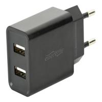 Universele USB lader, 2X USB 2.1A, zwart - thumbnail