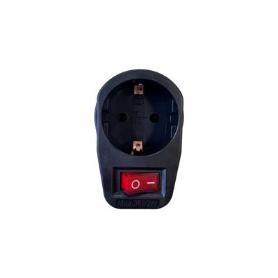 Randaarde stekkeradapter met schakelaar zwart - 6140891