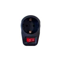 Randaarde stekkeradapter met schakelaar zwart - 6140891 - thumbnail