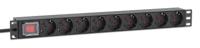 Intellinet 715133 19 inch Stekkerdoos voor patchkast 1 HE Geaarde contactdoos Met schakelaar Zwart - thumbnail