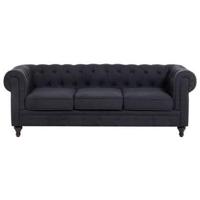 Beliani - CHESTERFIELD - Driezitsbank - Grafietgrijs - Polyester - thumbnail