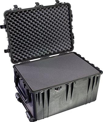 Peli 1660 Onverwoestbare Transport Koffer Met Uitschuifbaar Handvat En Wielen, Ip67 Water- En Stofdicht, Capaciteit: 160L, Gemaakt In Duitsland, Met Aanpasbaar Plukschuim, Kleur: Zwart