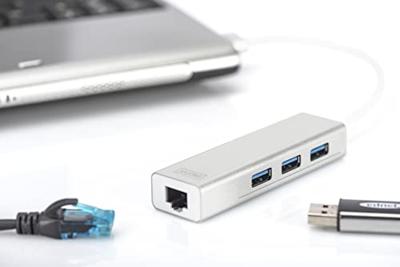 Digitus DA-70250-1 interface hub USB 3.2 Gen 1 (3.1 Gen 1) Type-A 1000 Mbit/s Zilver, Wit