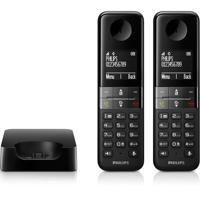 Philips D4701B/34-2 draadloze vaste telefoon, 16 uur gesprekstijd, achtergrondverlichting, HQ-geluid, handsfree, beller-ID, Agenda 50 namen en nummer, zwart (compatibel: ES, IT, FR) - thumbnail