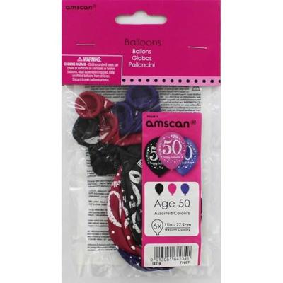 Ballonnen 50 Jaar Happy Birthday Pink, Paars En Zwart