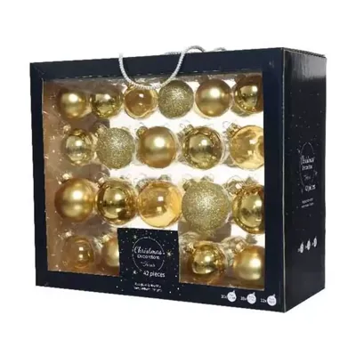 Decoris kerstballen set Glas 42st Goud 5-6-7cm